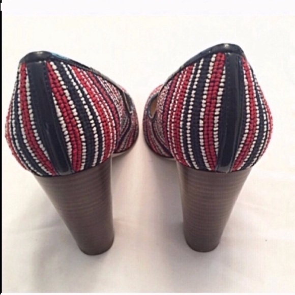 🆕 J. Crew Etta fabric stacked heels red bl… - Picture 4 of 7